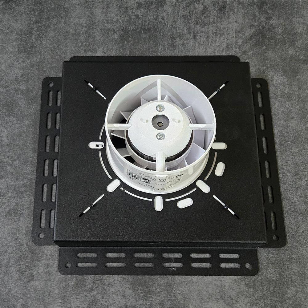 Решетка + вентилятор Keramo-Black 200x200 / STILL-B 100CТ (черная, таймер)