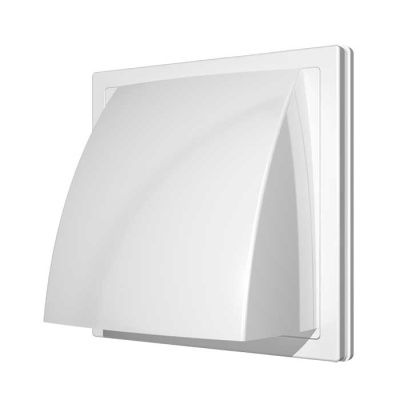 Выход стенной с обратным клапаном 170х170 с фланцем D100 белый