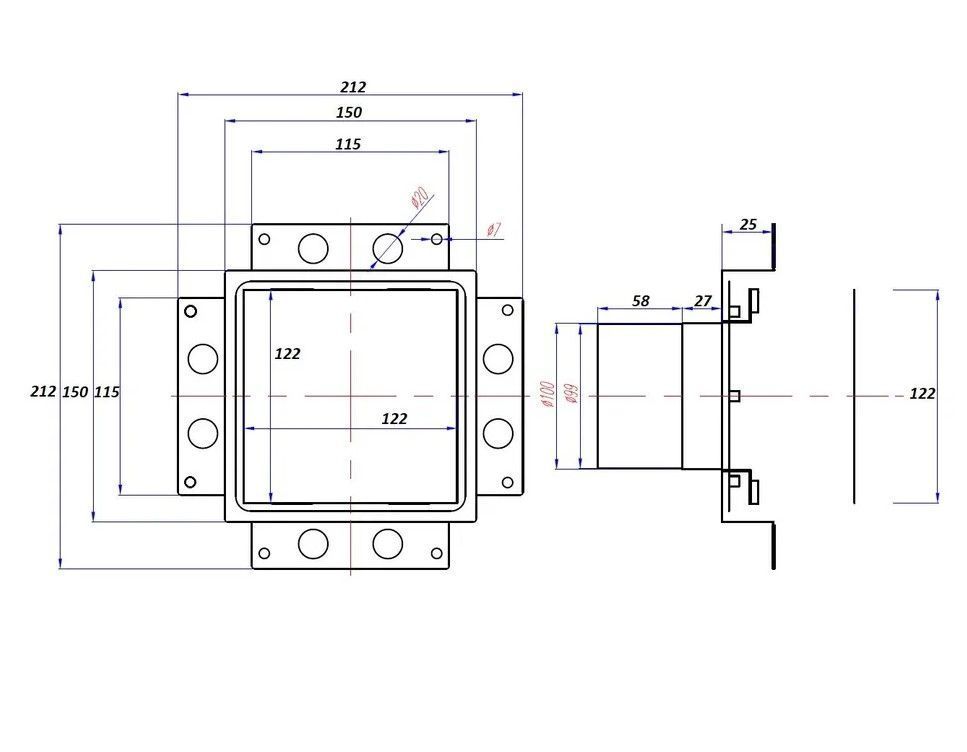 Решетка + вентилятор Light Air-Vent 150х150 D100 (белая, W1)