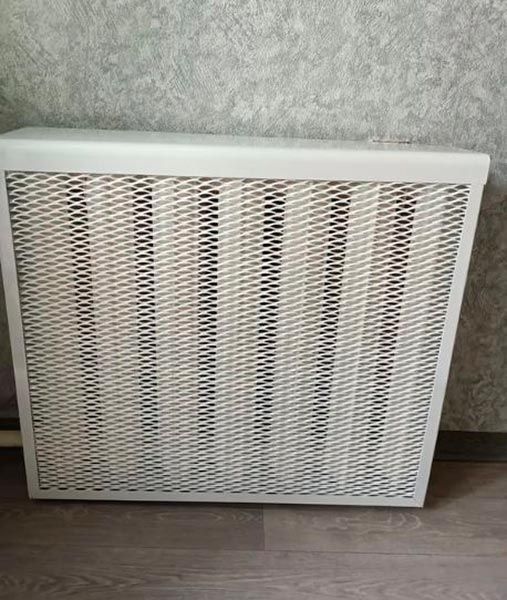 Экран на радиатор металлический, 690x610x140 мм, 7 секции (белый)