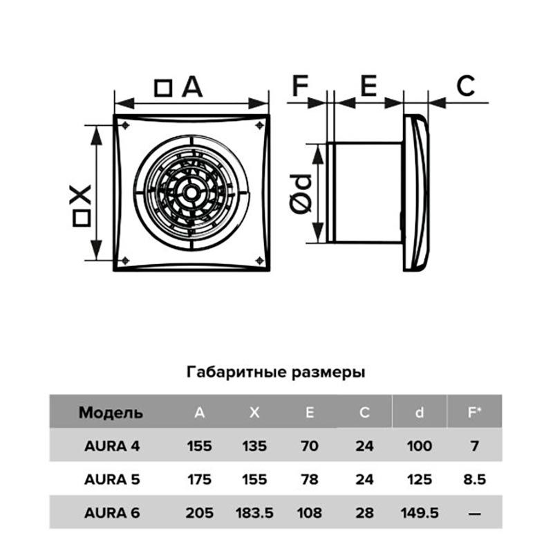 Вентилятор AURA 4C Ivory, 100мм (подшипник, обратный клапан, тихий)
