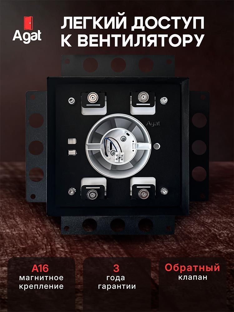 Решетка + вентилятор Keramo Air-Vent 200х200 D100 (черная, B6)