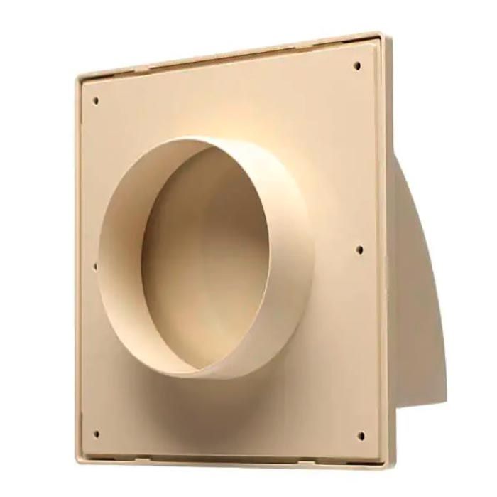 Выход стенной с обратным клапаном 170х170 с фланцем D125 бежевый