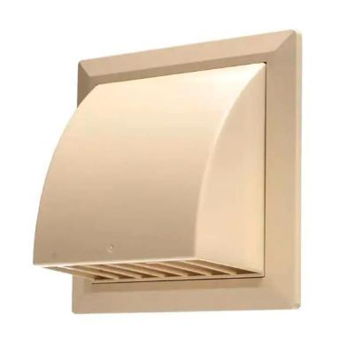 Выход стенной с обратным клапаном 170х170 с фланцем D100 бежевый