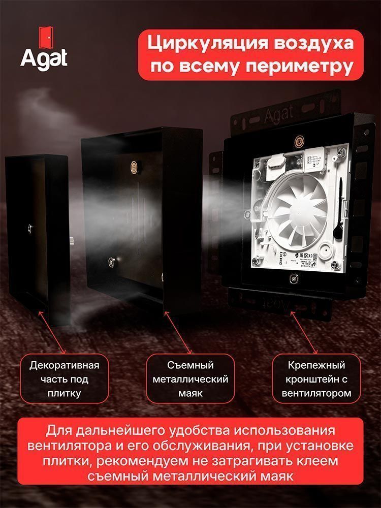 Решетка + вентилятор Euro Air-Vent 210х210 D100 (черная, B14)