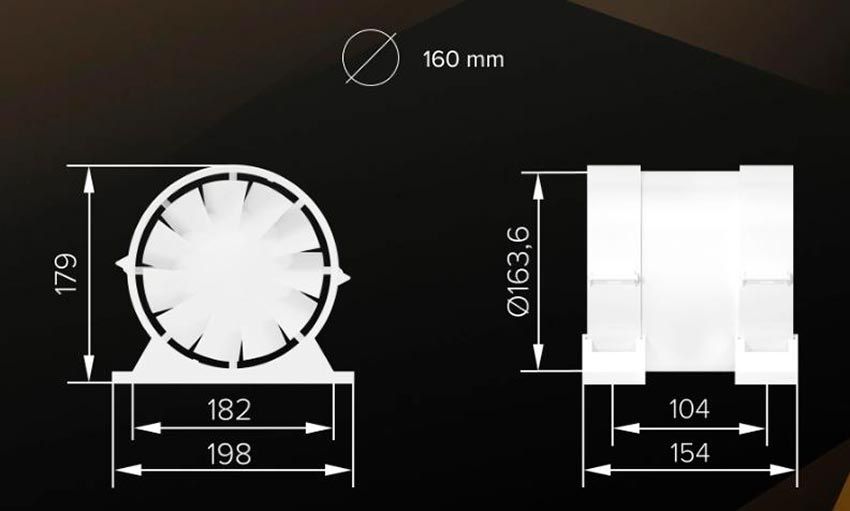 Вентилятор канальный PRO 6 размеры