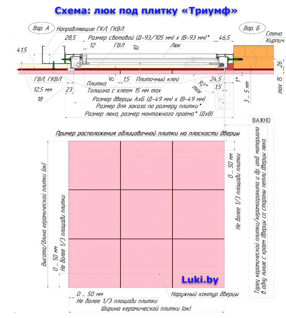 Схема монтажная, люк под плитку Триумф